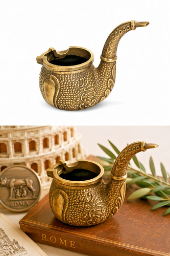 Cendrier pipe laiton bronze