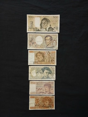 Billets francs usagés - billets,