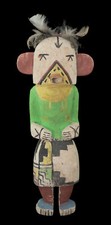 Ancienne Poupée style Guerrier Kachina Hopi Zuni amérindienne 33 cm # AD