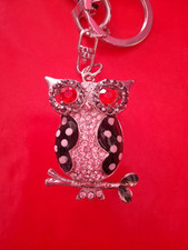 Porte clé Bijoux fantaisie femme strass chouette porte-bonheur protection 