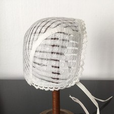Bonnet Ancien Dentelle Bébé Poupée Coiffe Antique French Baby Bonnet 19thC