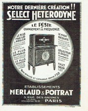 Publicité Advertising  1220  1927  Select Heterodyne  poste changement Fréquence