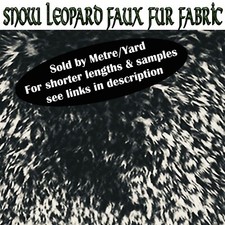 Monochrome Bébé Neige Léopard Moelleux Faux Fourrure Tissu 152cm Large (152cm)