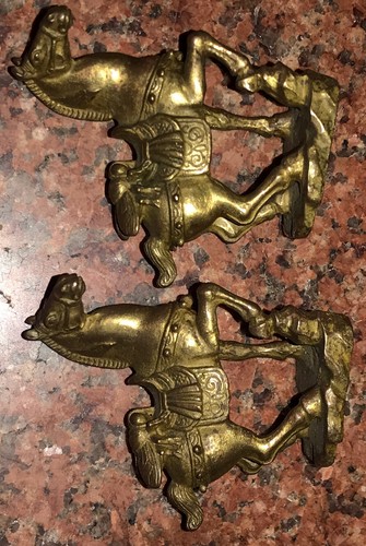 Vintage pair metal horses - pair,