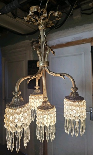 Lustre pampilles ancien - lustre,