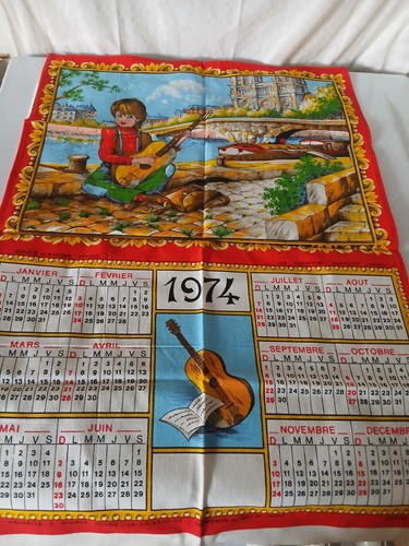 Torchon calendrier 1974