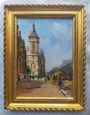 TABLEAU - Marché aux fleurs à PARIS"- Julian BROSIUS - peinture à l'huile