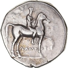 Pièce de monnaie, Calabre, Nomos, 272-240 av. J.-C., Tarente, SS, argent, HN Italy:1043