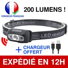 Lampe Torche Frontale LED Rechargeable USB avec Capteur de Mouvement Puissante