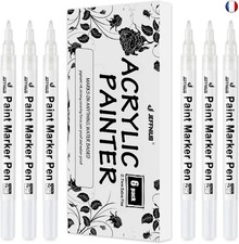 Feutre Acrylique Blanc Marqueur Acrylique Pointe Fine, 6 Pièces Feutre Peinture 