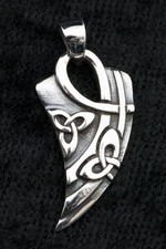 Pendentif Griffe Dent de Tigre Triquetra Celtique en argent 925 -2.9gr # 10055