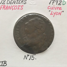 12 DENIERS - LOUIS XVI - 1792D - Pièce de Monnaie en Cuivre // TB