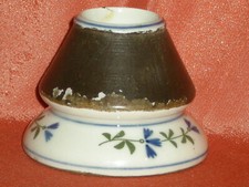 ANCIEN PYROGENE EN PORCELAINE DURE BAYEUX DECOR AUX BARBEAU BLEUETS**