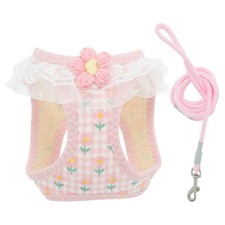 Harnais pour chien ajustable, motif floral, taille XXS, rose, pour promenades