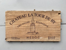Ancienne estampe caisse vin en bois : La Tour de BY - 1986 - Bégadan