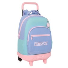 Sac à dos d'école à roulettes Munich bleu moelleux rose bleu ciel 33 x 45 x...