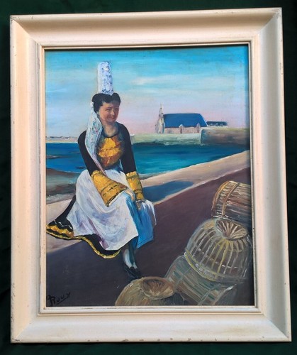 Ancien tableau une bretonne - ancien,