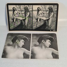 🔅 2 photos anciennes vues stéréos nus féminins érotique sur papier n°10