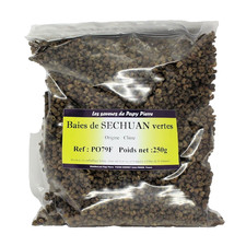 PO79F Baies de Sechuan vertes (Poivre du Sichuan) de Chine en sachet PE de 250 g