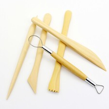 5pcs Bois Argile Couteau Sculpture Modèle Céramique Poterie Main Outil Set Neuf