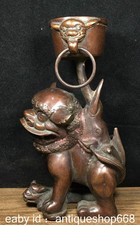 Statue de chandelier de lion de chien Foo en bronze chinois de 8,2 "
