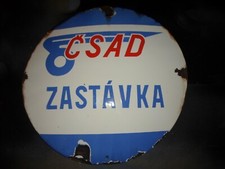 PLAQUE EMAILLEE ARRET DE BUS CSAD ZASTAVKA OCCASION ORIGINE D'EPOQUE
