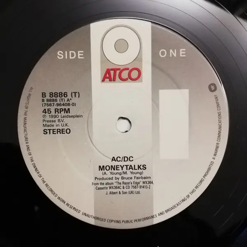 Moneytalks single vinyle - ac/dc,