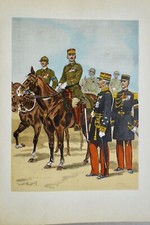 Maurice TOUSSAINT Généraux Officiers Etat Major tenues ville  lithographie 1935