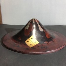 Ancien casque écusson familial japonais Jinkasa Jingasa vintage armure de sam...