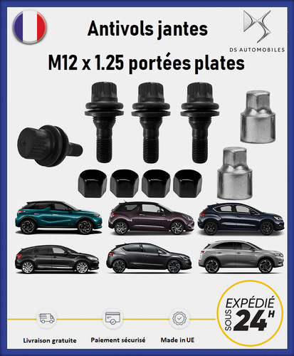 Ecrous antivol roues noir - antivol, de