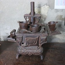 ancien jouet fourneau cuisiniere cuisine en fonte RLSCEH complet MAISON POUPEE