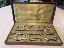 SANDOZ  GALLIA CHRISTOFLE COFFRET 12 PORTE-COUTEAU ANIMALIER ART DECO