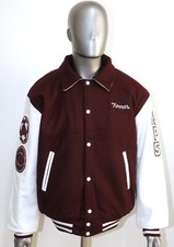 Vintage 80s Burgundy Varsity Letterman Leather/Wool Jacket HEWITT MFG Corp Sz 44