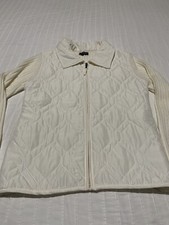 Effeci Creazioni Women’s Medium Quilted Sweater Puffer Jacket Zipper Front