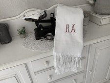 Linge Ancien Grand Drap De Bain FRANGÉ Monogramme À R