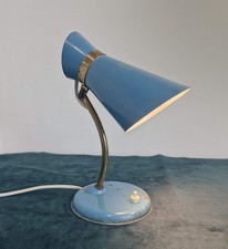 Petite lampe de chevet ou bureau ancienne vintage Bleu et bronze