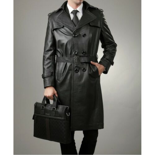 Manteau trench cuir noir - trench,