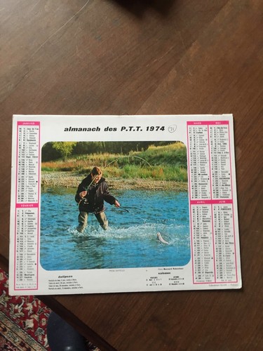 Calendrier almanach ptt 1974 - almanach,