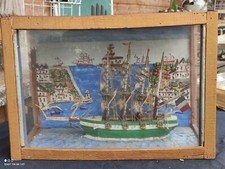 Ancien Diorama Bateau/ancienne maquette bateau/art populaire/old model boat