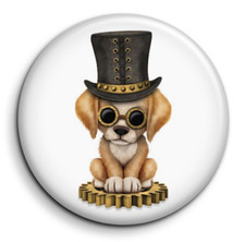 Badge Epingle 38mm Button Pin - Steampunk - Chiot
