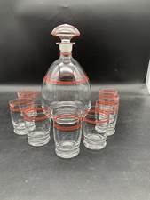 Service A Liqueur Vintage Années 50/70 En Verre Carafe Boule + 8 Verres