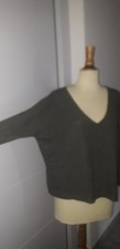 Pull femme col V coupe large cachemire  Kaki  ABSOLUT CASHMERE  Tailles 38 40
