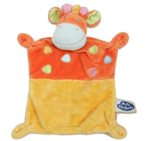 Doudou plat girafe jaune - plat,