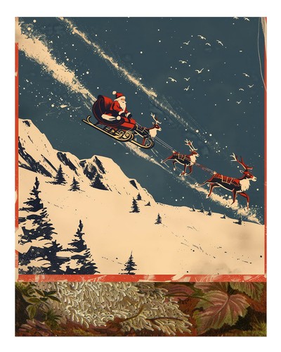 Affiche ancienne traîneau