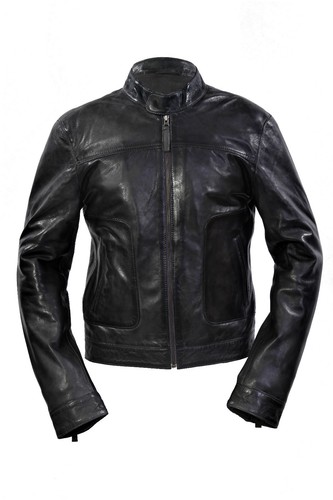 Veste cuir agneau grise - cuir,