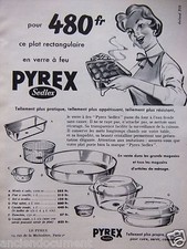 PUBLICITÉ 1955 PYREX PLAT RECTANGULAIRE EN VERRE À FEU - ADVERTISING