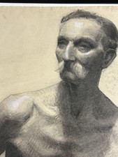 HOMME TORSE NU DESSIN SIGNÉ D'ATELIER ORIGINAL BERMYN