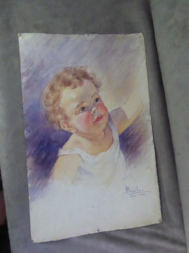 Portrait aquarelle signé - a,