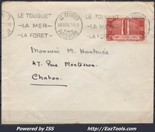 FRANCE N° 316 SEUL SUR LETTRE POUR CHATON DU TOUQUET PARIS PLAGE DU 26/08/1936