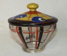 Pot couvert (ancien, vers 1900) décor peint main (voir signature)